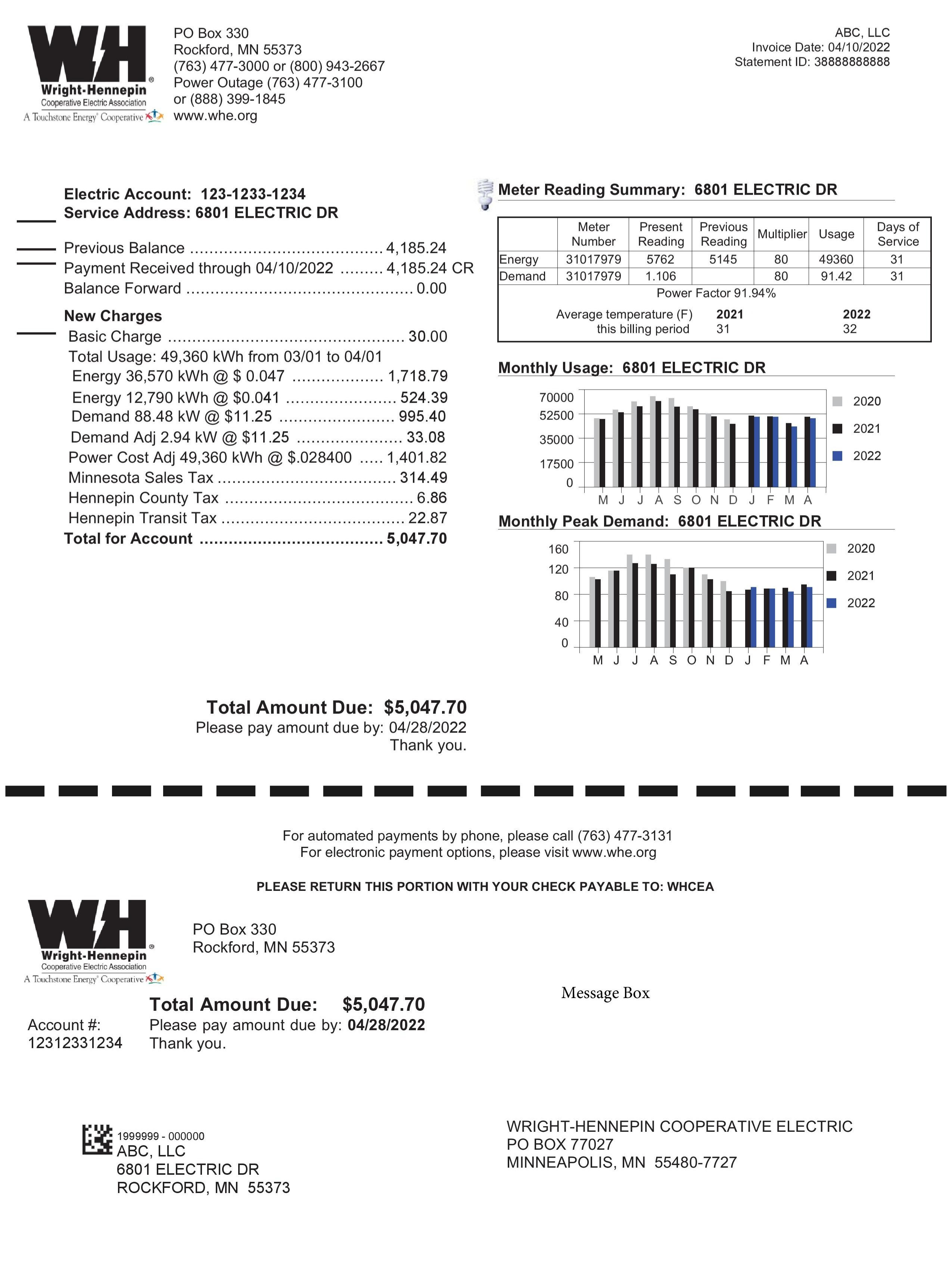Wright-Hennepin’s commercial electric bill