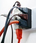 An overloaded electric outlet