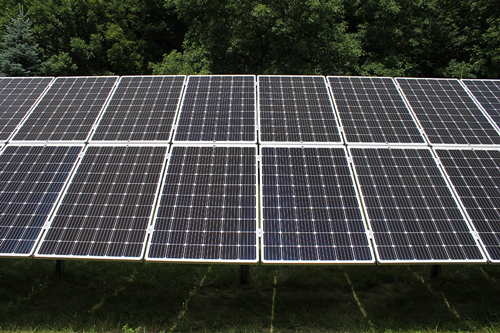 Head-on shot of solar panels in WH Solar Community #3. 