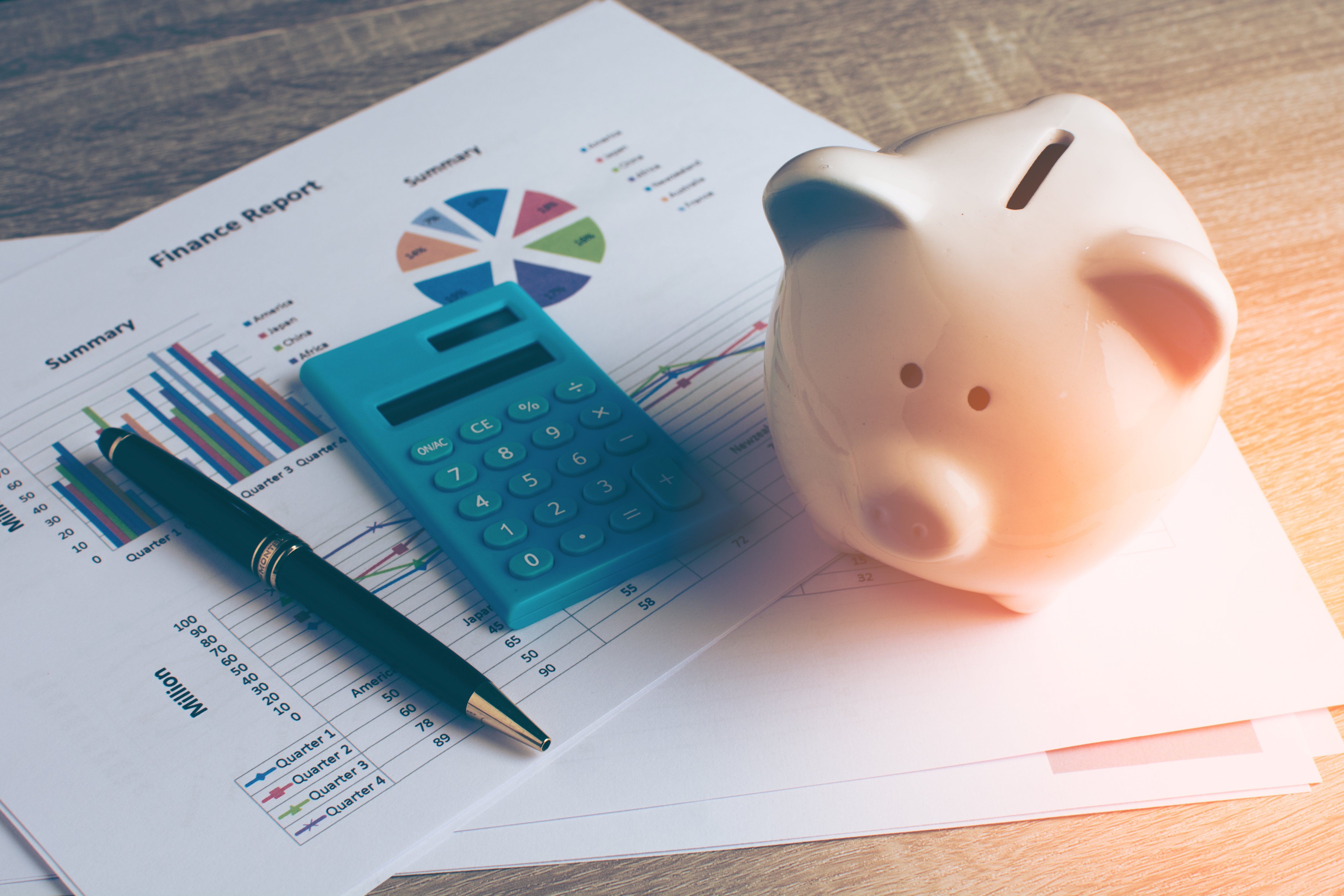 piggy bank on a spreadsheet