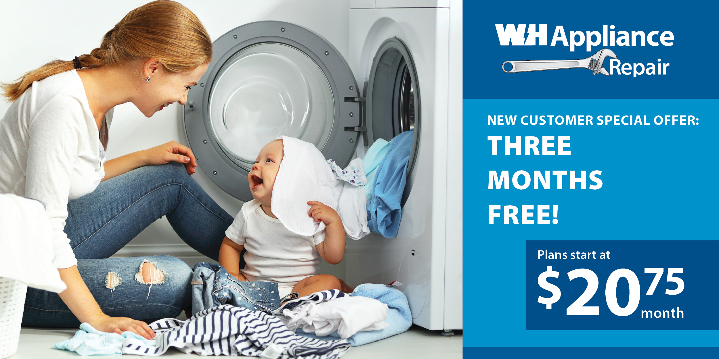 new WH Appliance repair customer offer: three months free